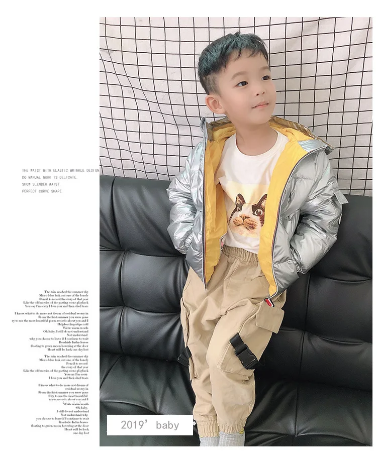 Winter Jacket For Girls Boys Coats Jacket Kids Fashion Down Cotton Coat Waterproof Snowsuit Pink Gold Silver Jacket Hooded Parka