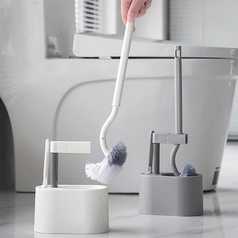 

Wall-Mounted Toilet Brush Free Punching Long Handle Home No Dead Corner Toilet Cleaning Brush With Base Bathroom Cleaning Tool