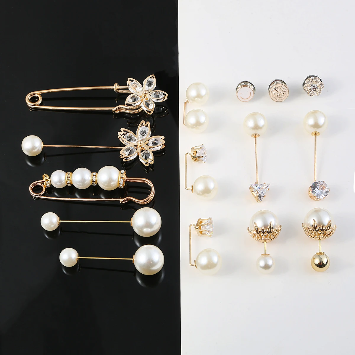 6pcs/set High Quality Double Head Simulation Pearl Brooches Vintage Gold Brooch Pins For Women Party Wedding Jewelry Accessories
6pcs/set High Quality Double Head Simulation Pearl Brooches Vintage Gold Brooch Pins For Women Party Wedding Jewelry Accessories