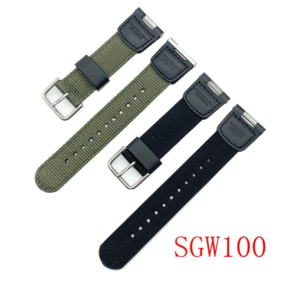 Нейлоновый холщовый ремешок для часов Casio SGW 100 Sgw Мужской Женский Черный