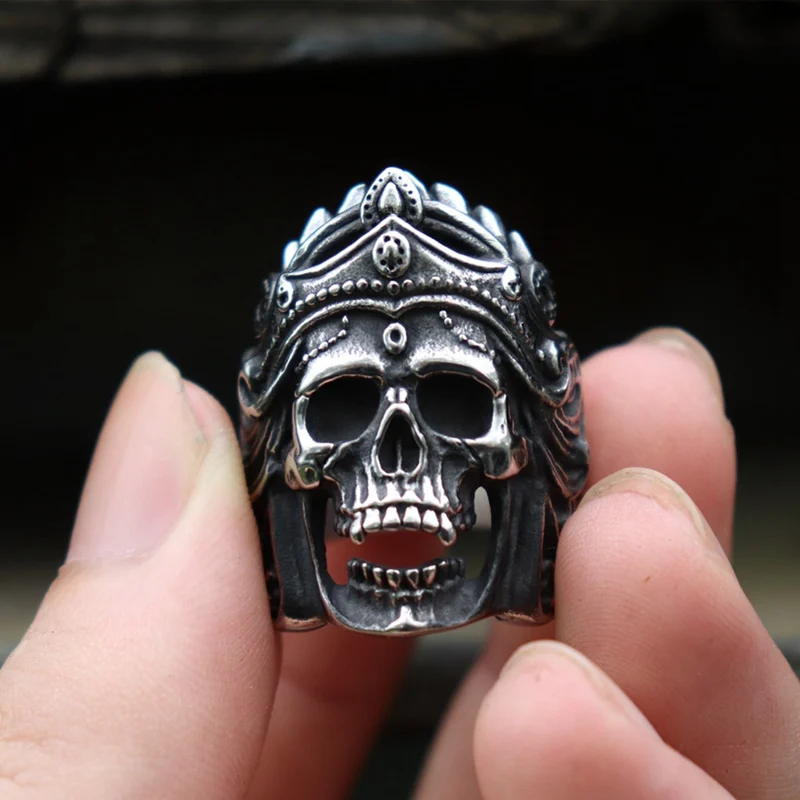 Mens Boys Mahakali Helmet Skull Biker Rings Vintage 316L Stainless Steel Ring Punk Rock Jewelry Gift for Him 
Mens Boys Mahakali Helmet Skull Biker Rings Vintage 316L Stainless Steel Ring Punk Rock Jewelry Gift for Him