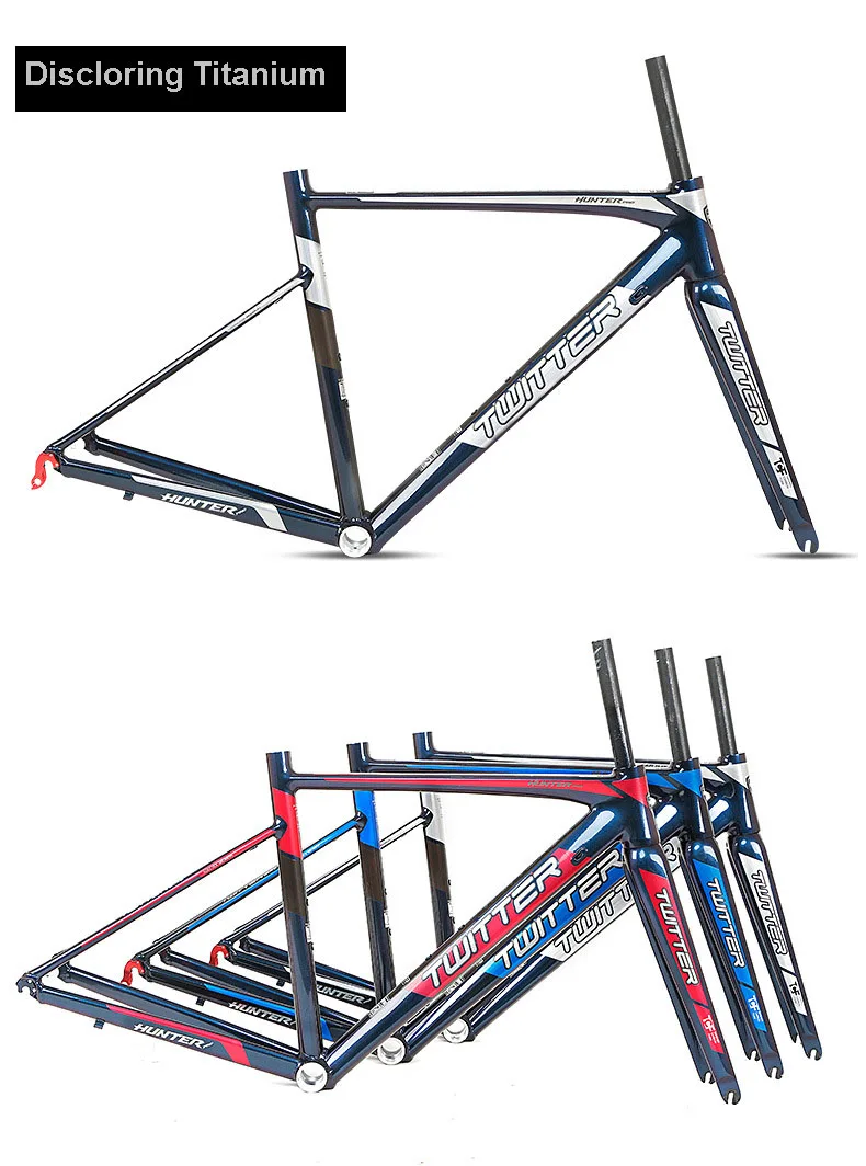 Excellent Twitter Hunterpro 700C Road Bike Frame AL7005 Fork Carbon Inner Cable V Brake Discoloring Stoving Varnish Drawing Decals 10