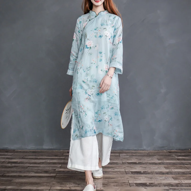 Original Spring Ramie Literary Ethnic Printing Beaded Buckle Chinese Cheongsam National Wind Retro Zen Dress
Original Spring Ramie Literary Ethnic Printing Beaded Buckle Chinese Cheongsam National Wind Retro Zen Dress