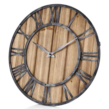 New European Vintage Style Wall Clock Round Solid Wood Metal Wall Clock Retro Big Art Gear Roman Numerals Design 
New European Vintage Style Wall Clock Round Solid Wood Metal Wall Clock Retro Big Art Gear Roman Numerals Design