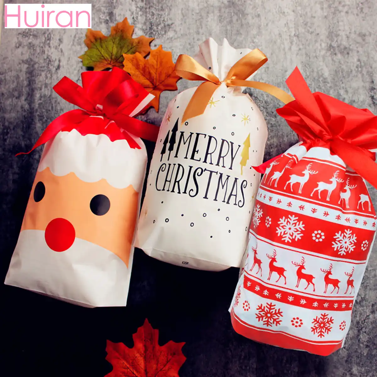 10pc christmas pvc disposable tote christmas candy gift bag