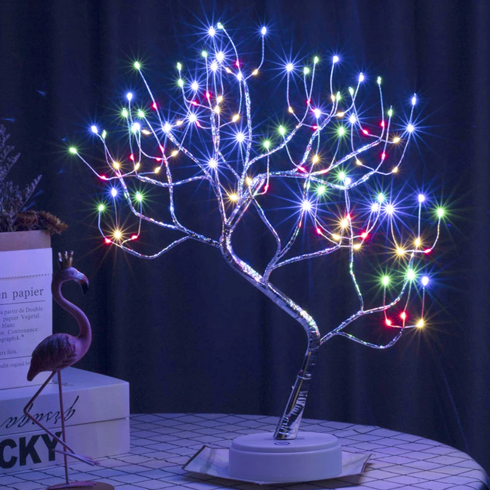 LED Artificial Night Light Tree Touch DIY Lamp Tabletop Bonsai Gift Xmas Decor