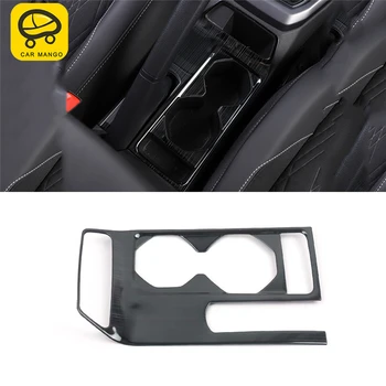 CARMANGO Car Center Console Cup Holder Panel Cover Chrome Trim Frame Sticker Interior Accessories for VW Volkswagen T-CROSS 2019
