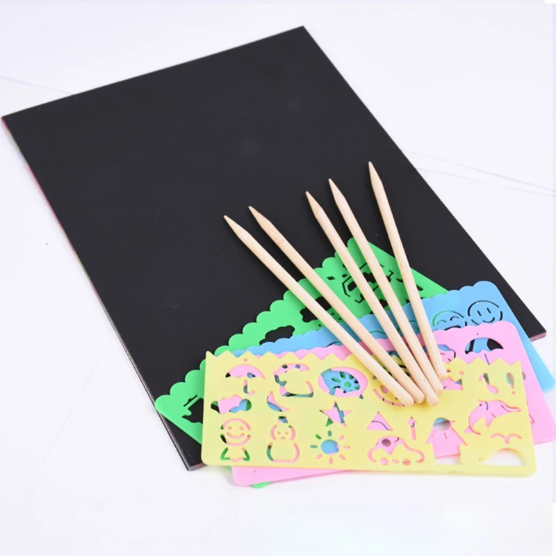 50PCS New Magic Color Rainbow Scratch Art Paper Card Set with Graffiti Stencil for Drawing Stick DIY Art Painting Toy Kids Gift
50PCS New Magic Color Rainbow Scratch Art Paper Card Set with Graffiti Stencil for Drawing Stick DIY Art Painting Toy Kids Gift