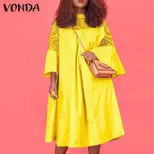 Women Elegant Party Dress 2022 VONDA Casual Round Neck Midi Lace Dress Vintage Flare Sleeve Solid Color Baggy Vestido Femininas
Women Elegant Party Dress 2022 VONDA Casual Round Neck Midi Lace Dress Vintage Flare Sleeve Solid Color Baggy Vestido Femininas