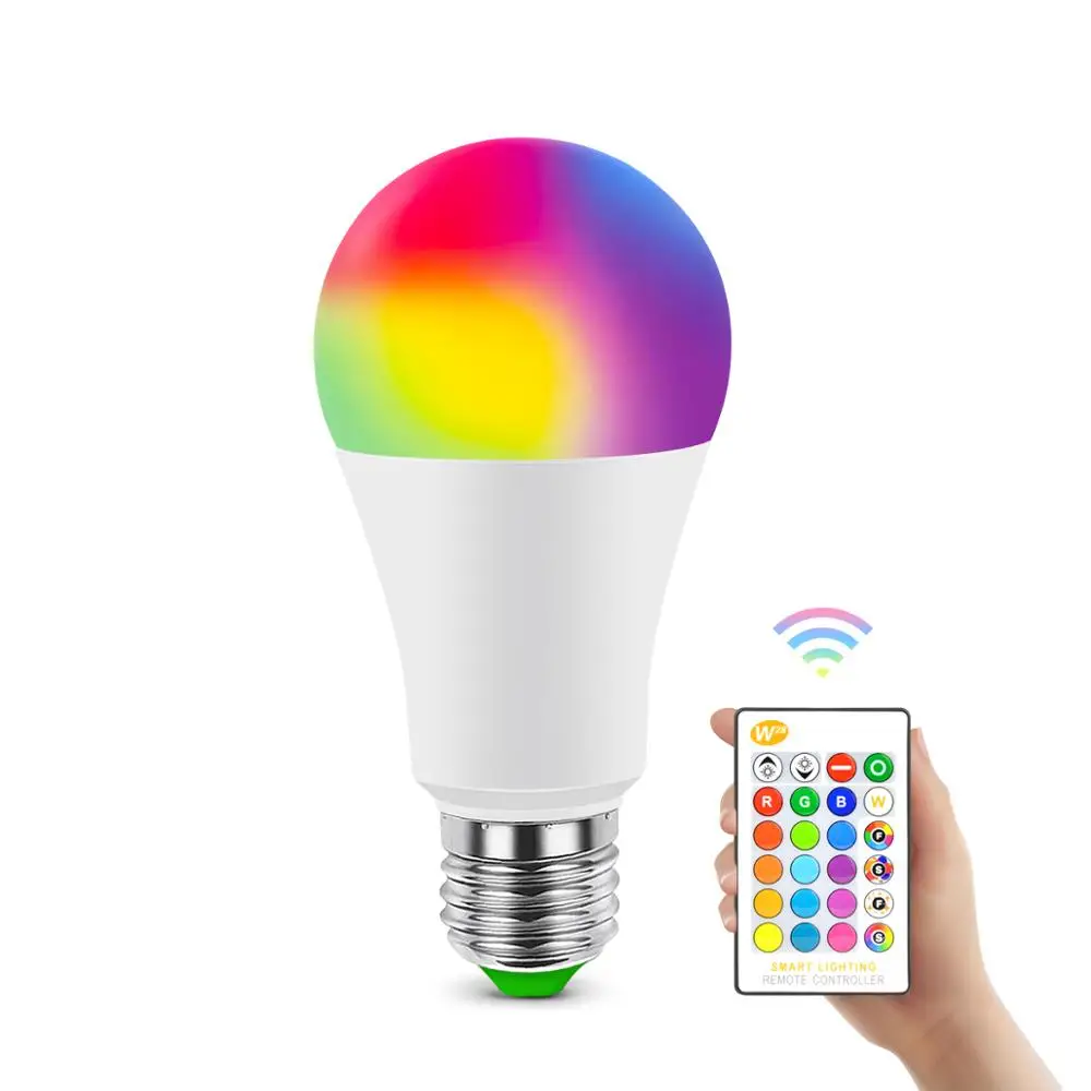 Светодиодный светильник E27 E14 RGB 110 В 220 85 265 в 16 цветов волшебный светодиодный