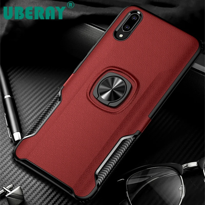 Leather Texture Stand Case For VIVO V11 Pro X20 Plus X23 Car Magnetic Ring Holder TPU Armor Back Cover Vivo V15 | Мобильные телефоны