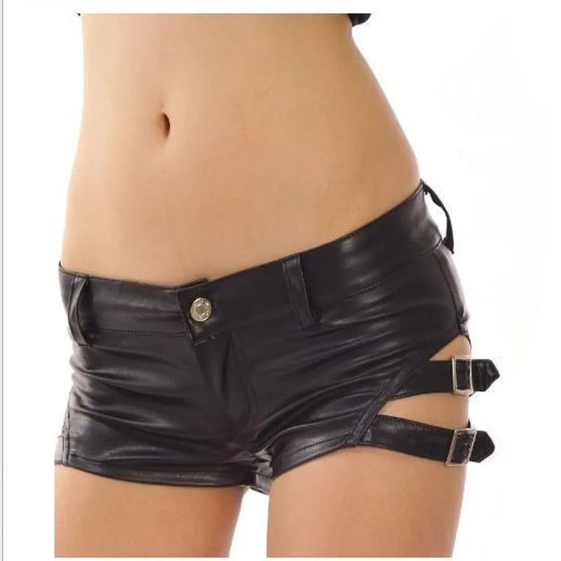Womens Sexy leather shorts Summer Fashion PU leather buttons Hollow out bandage super shorts Skinny short pants
Womens Sexy leather shorts Summer Fashion PU leather buttons Hollow out bandage super shorts Skinny short pants