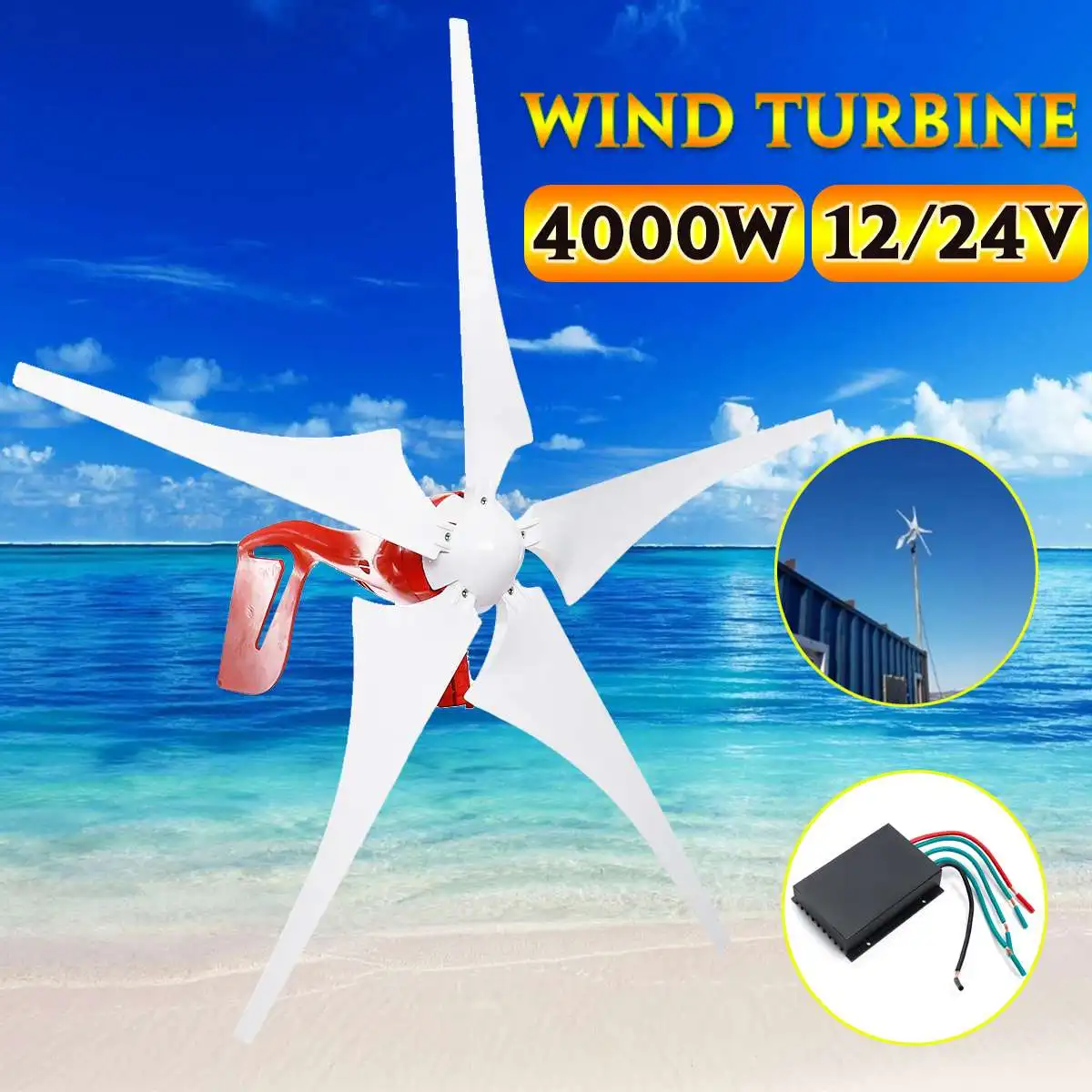 4000W Wind turbines 12/24V Permanent Wind Power Generator 5 Windmill Blades Horizontal Power Generator With Controller
4000W Wind turbines 12/24V Permanent Wind Power Generator 5 Windmill Blades Horizontal Power Generator With Controller