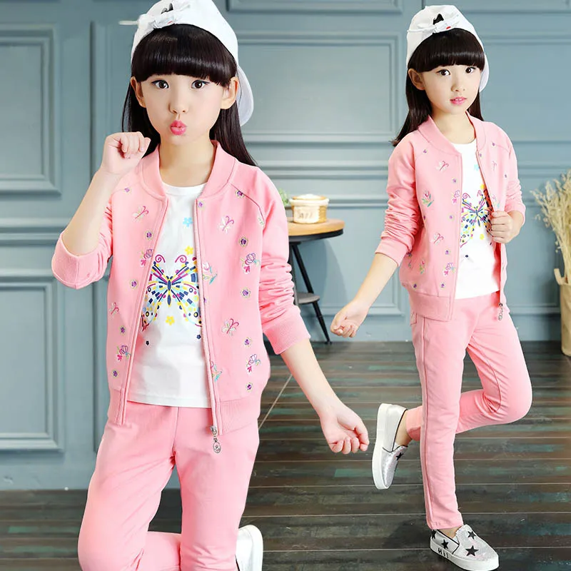 Fashion Autumn Butterfly Printing Tops Zipper Jackets Jogger Trousers Baseball Sets/3PCS 100% Cotton Kids suit Solid Sportwear
Fashion Autumn Butterfly Printing Tops Zipper Jackets Jogger Trousers Baseball Sets/3PCS 100% Cotton Kids suit Solid Sportwear