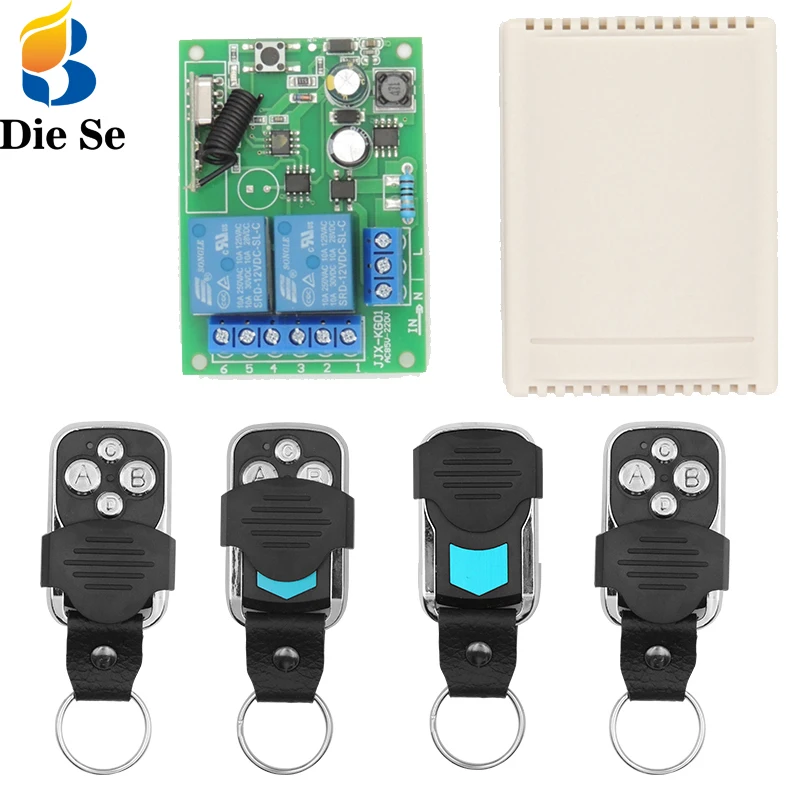 DieSe 433MHz Wireless Module AC 110V 220V 10A 2CH Receiver and Waterproof Remote Control, for Garage Gate Motor Home Lighting
DieSe 433MHz Wireless Module AC 110V 220V 10A 2CH Receiver and Waterproof Remote Control, for Garage Gate Motor Home Lighting