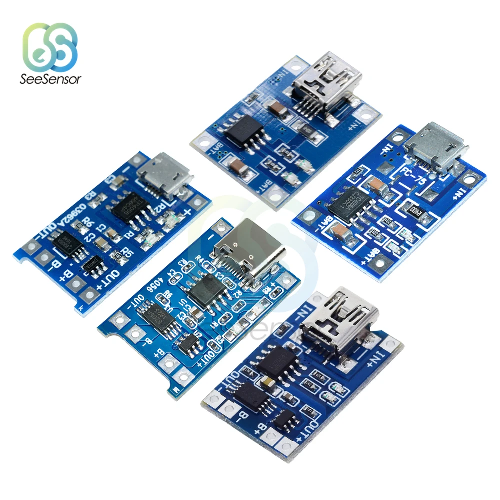 5 шт. type C/Micro/Mini USB 5V 1A 18650 TP4056 литиевый модуль зарядного устройства аккумулятора