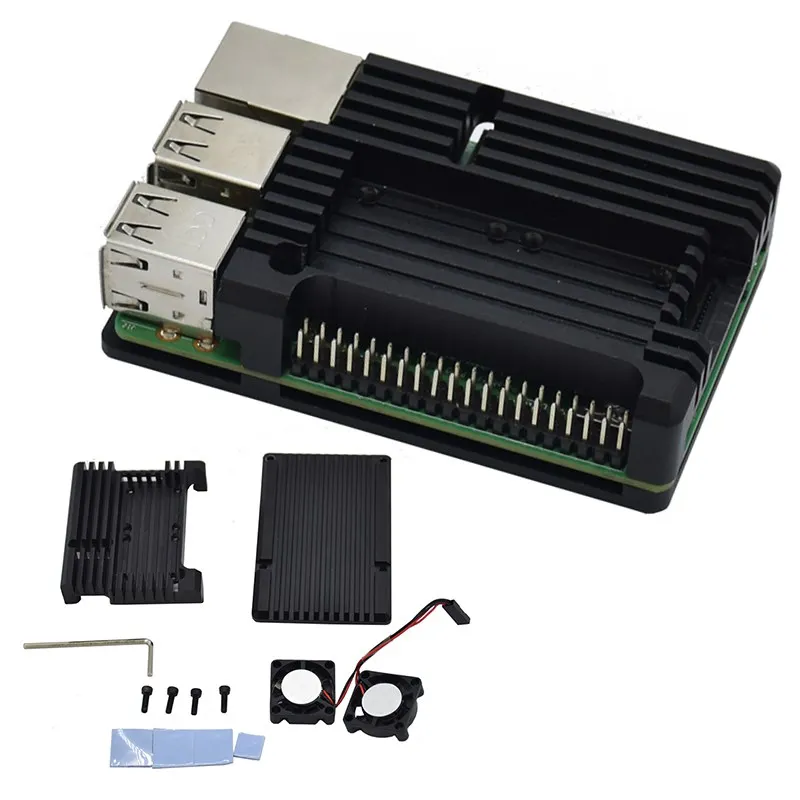 For Raspberry Pi CNC Aluminum Alloy Case Shell Enclosure Cooling Fan Heat sink for Raspberry Pi 4 Model B 3B 3B+
For Raspberry Pi CNC Aluminum Alloy Case Shell Enclosure Cooling Fan Heat sink for Raspberry Pi 4 Model B 3B 3B+