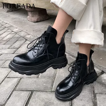 FOREADA Flat Platform Ankle Boots Woman Motorcycle Boots Lace Up Short Boots Zip Round Toe Female Shoes Autumn Wine Red Size 40
FOREADA Flat Platform Ankle Boots Woman Motorcycle Boots Lace Up Short Boots Zip Round Toe Female Shoes Autumn Wine Red Size 40