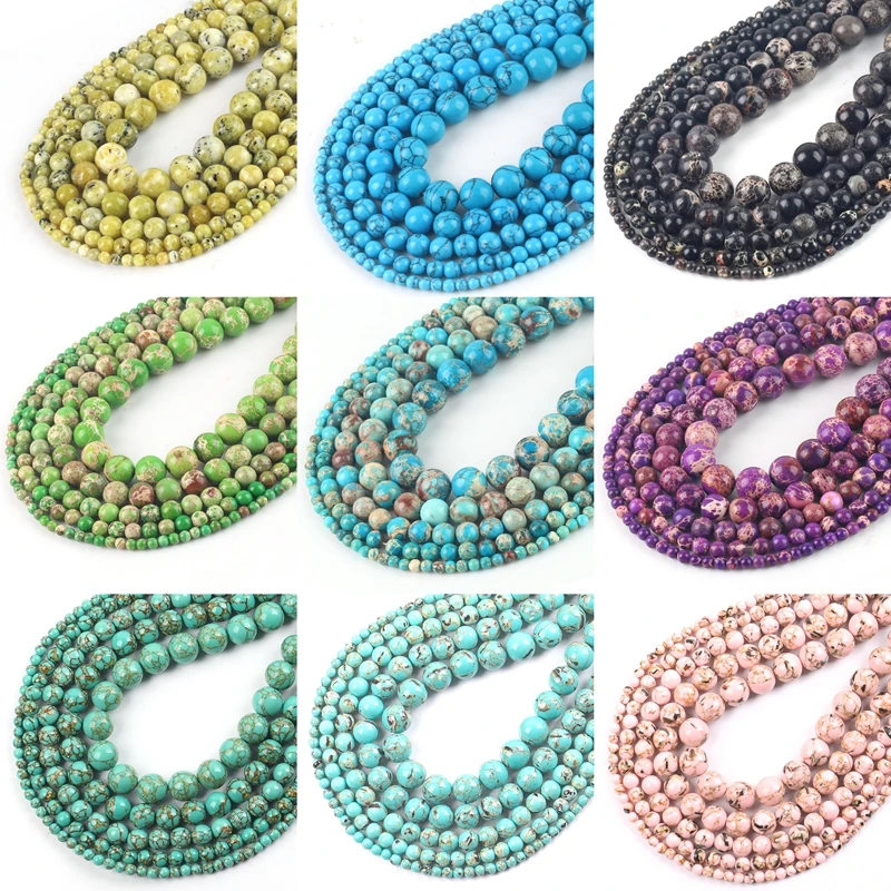 Wholesale Natural Stone Turquoises Sea Sediment Agates Malachite Beads Loose Beads 4 6 8 10 12mm For Jewelry Making DIY Bracelet 
Wholesale Natural Stone Turquoises Sea Sediment Agates Malachite Beads Loose Beads 4 6 8 10 12mm For Jewelry Making DIY Bracelet