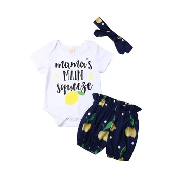 3PCS Set Newborn Baby Boy Girl Short Sleeve Cotton Bodysuit Tops Lemon Print Shorts Bottom Headband 3PCS Summer Clothes
3PCS Set Newborn Baby Boy Girl Short Sleeve Cotton Bodysuit Tops Lemon Print Shorts Bottom Headband 3PCS Summer Clothes