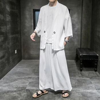 Men's 2 Pieces Sets Lightweight Thin Sunscreen Kimono Short Sleeve Shirt Wide Leg Pant Summer Chinese Style Beach Shirt Trousers 
Men's 2 Pieces Sets Lightweight Thin Sunscreen Kimono Short Sleeve Shirt Wide Leg Pant Summer Chinese Style Beach Shirt Trousers