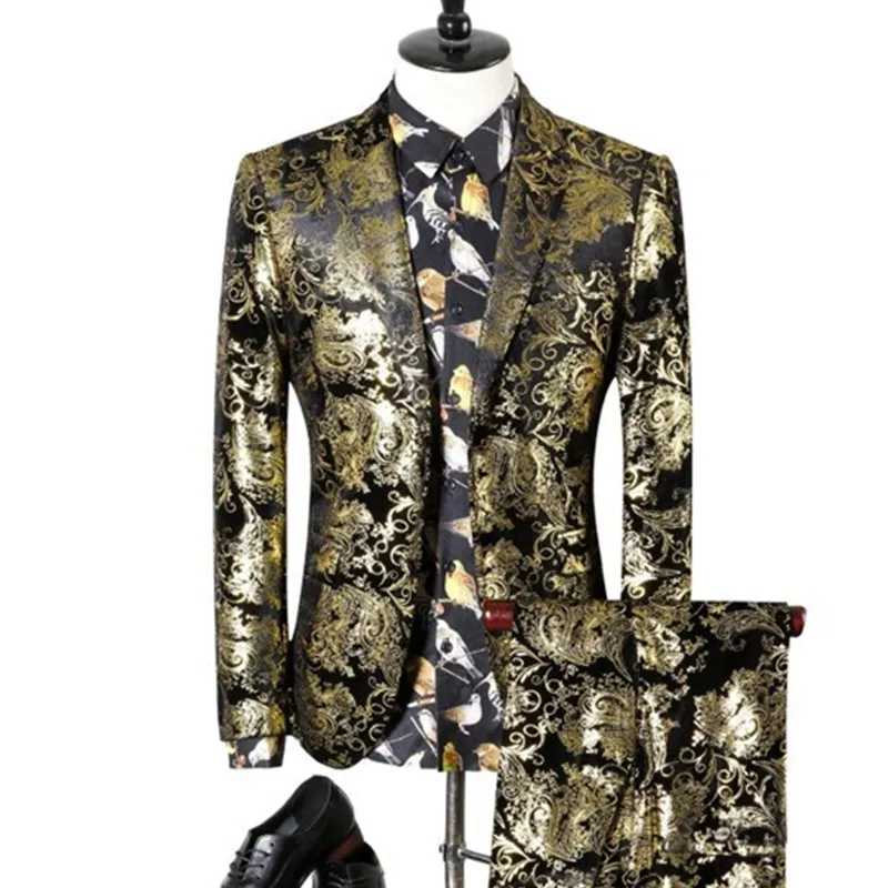 2 Pieces Sets Blazers Jacket Pants Suits / 2018 Fashion New Men's Boutique Gold Pattern Business Suit Coat Trousers 
2 Pieces Sets Blazers Jacket Pants Suits / 2018 Fashion New Men's Boutique Gold Pattern Business Suit Coat Trousers
