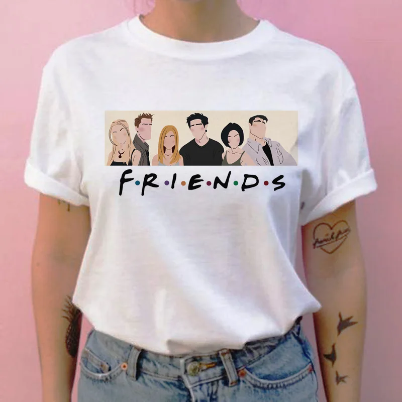 friend tv show women t shirt harajuku cartoon top tee shirt women female Casual Vintage Printing streetwear tshirt