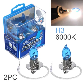 

2pcs/lot H1 H3 H4 H11 100W 6000K White Light Super Bright Car HOD Xenon Halogen Globes Bulbs Lamp Auto Front Headlight Fog Bulb