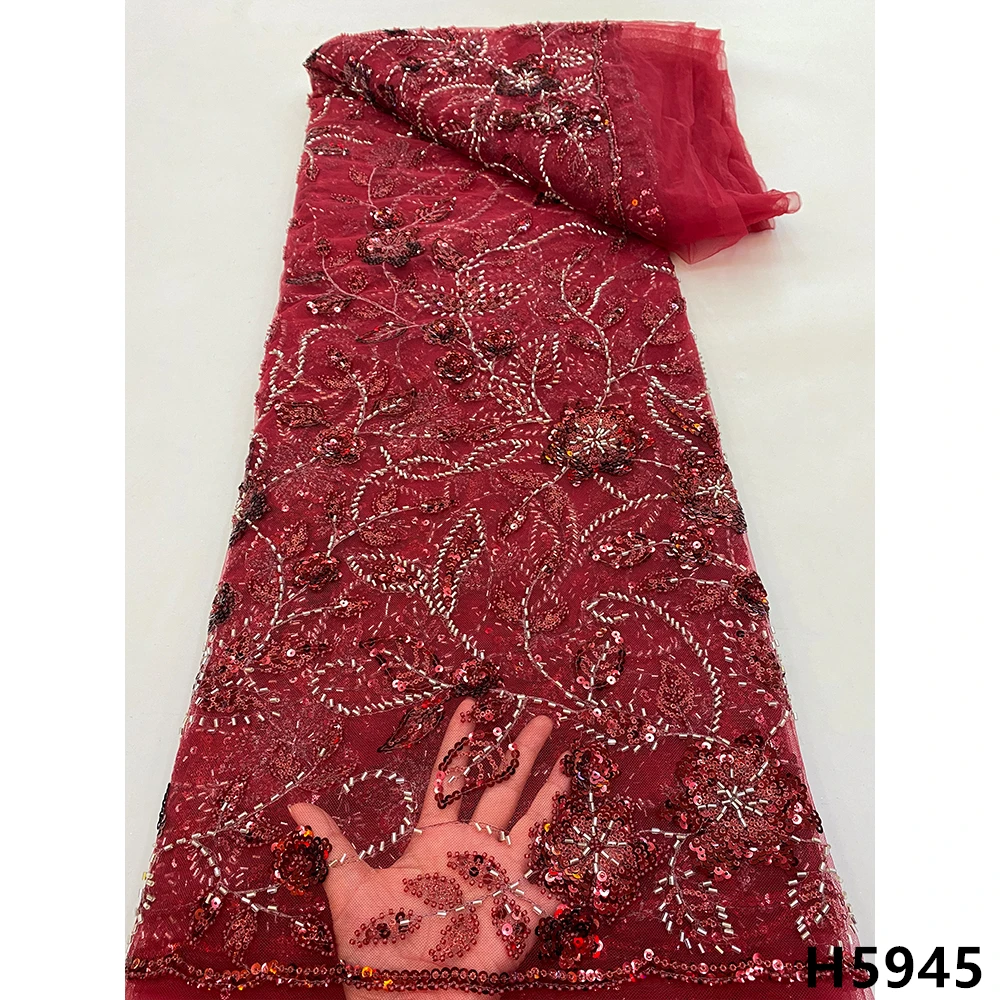 Оптовая цена Красная Тюль Кружева пайетки вышитая африканская кружевная ткань с