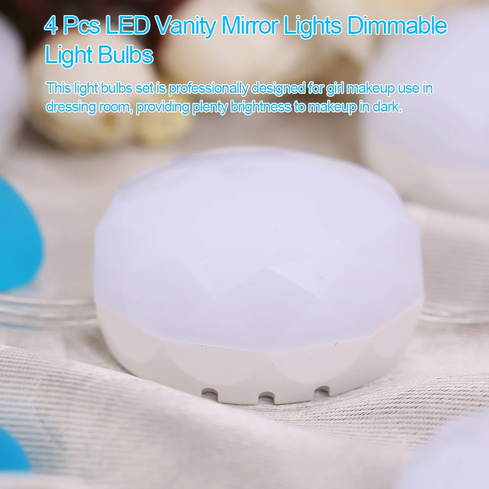 LED Vanity Mirror Lights Dimmable 4 Pcs Light Bulbs Set Lighting Fixture Strip for Dressing Room Makeup Vanity Table
LED Vanity Mirror Lights Dimmable 4 Pcs Light Bulbs Set Lighting Fixture Strip for Dressing Room Makeup Vanity Table