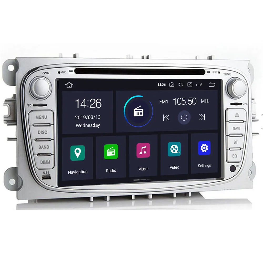 2 Din 7 "Android 10 4 + 64G Автомобильный dvd-плеер радио онлайн карты GPS навигация WIFI для Ford