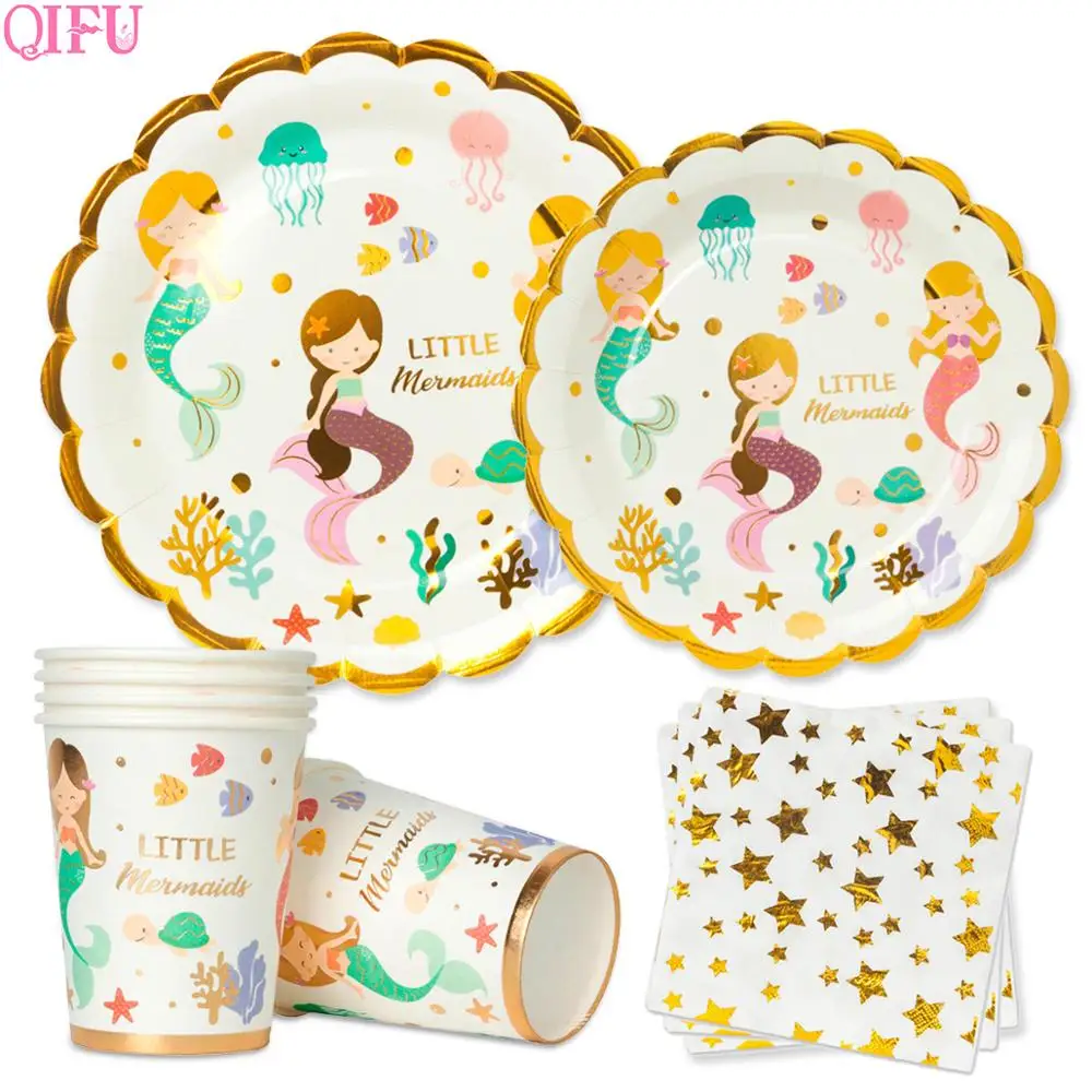 QIFU Little Mermaid Disposable Tableware Kids Happy Birthday Party Events Plates Napkins Cups Unicorn Birthday Party Supplies
QIFU Little Mermaid Disposable Tableware Kids Happy Birthday Party Events Plates Napkins Cups Unicorn Birthday Party Supplies