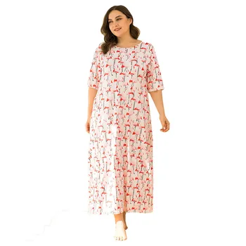 Plus Size Homewear Fat Lady Short Sleeve Floral Plus Size Loose Mid-Long Nightdress
Plus Size Homewear Fat Lady Short Sleeve Floral Plus Size Loose Mid-Long Nightdress