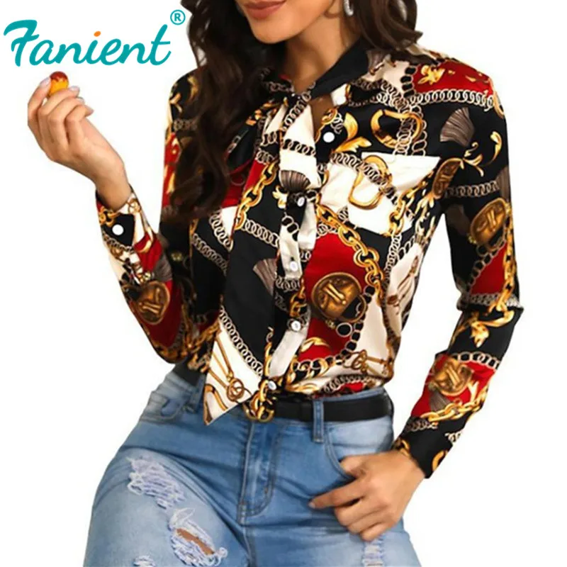 2020 OL Style Office Ladies Chain Print Blouses Autumn Long Sleeve Chiffon Blouse Women Lace Up Bow Buttons Shirt Tops Blusas
2020 OL Style Office Ladies Chain Print Blouses Autumn Long Sleeve Chiffon Blouse Women Lace Up Bow Buttons Shirt Tops Blusas