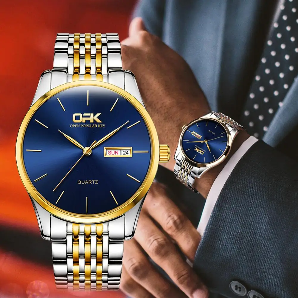 OPK original quartz movement waterproof double calendar business non mechanical men's watch birthday gifts for lovers
OPK original quartz movement waterproof double calendar business non mechanical men's watch birthday gifts for lovers