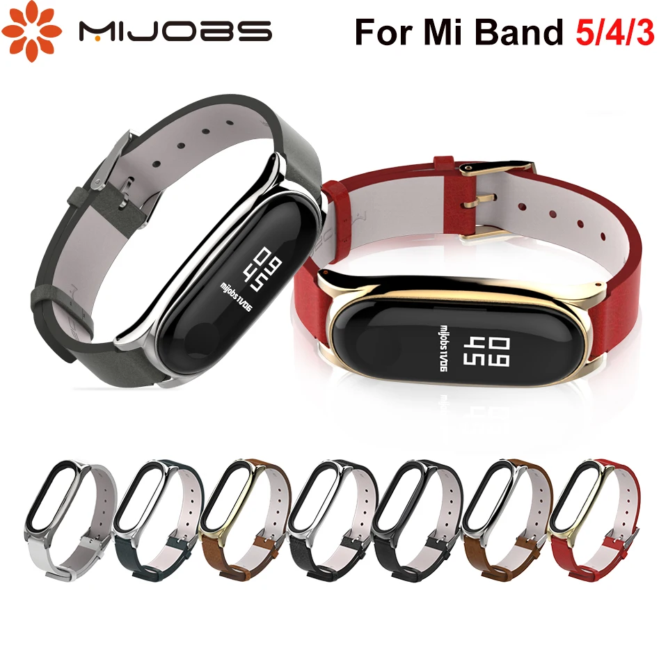 

Mi Band 5 4 3 Straps PU Leather Correa Pulseira Pasek Opaska do mi band 3 Miband4 Bracelet For Xiaomi Xiomi Metal Wristbands