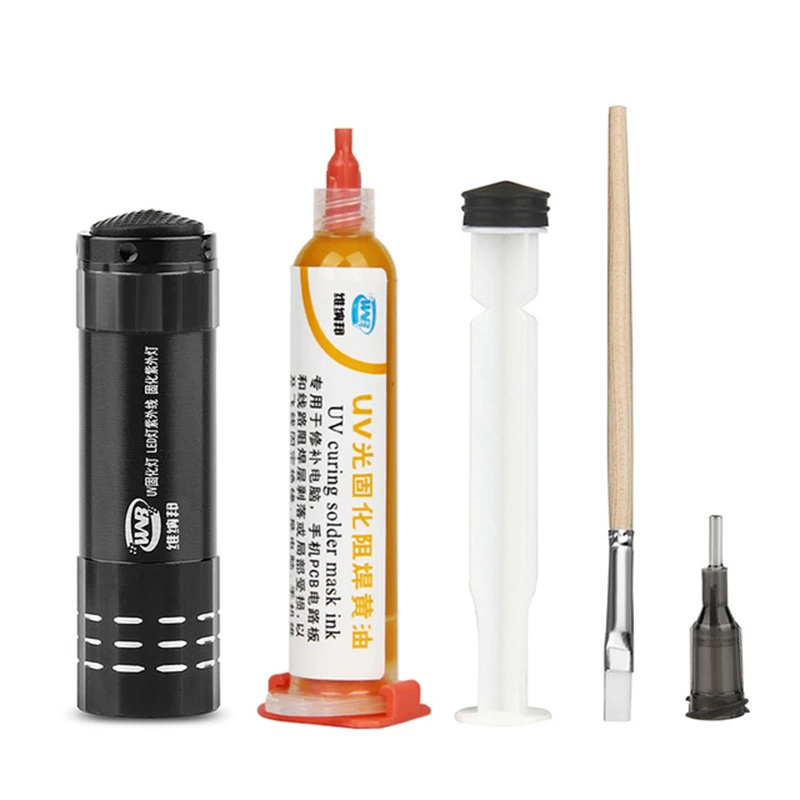 10CC Yellow Oil UV Photosensitive Curing Solder Mask Ink PCB Paint Prevent Corrosive Arcing for iPhoneCircuit board Rework Tool
10CC Yellow Oil UV Photosensitive Curing Solder Mask Ink PCB Paint Prevent Corrosive Arcing for iPhoneCircuit board Rework Tool