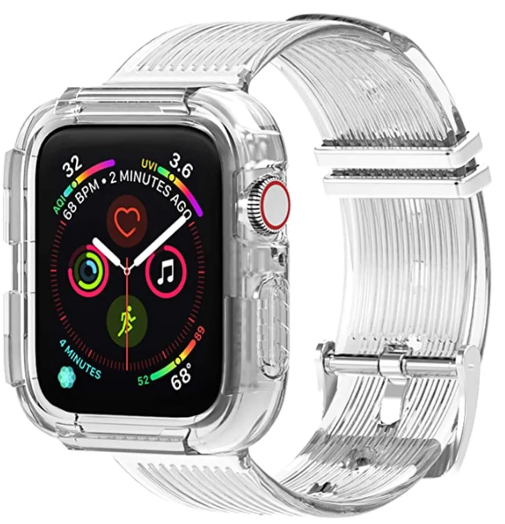 Apple Watch Band 38mm 40mm 42mm 44mm with Case, Crystal Clear Transparent Sports Wristband Strap For iWatch Series 6 5 4 3 2 1
Apple Watch Band 38mm 40mm 42mm 44mm with Case, Crystal Clear Transparent Sports Wristband Strap For iWatch Series 6 5 4 3 2 1