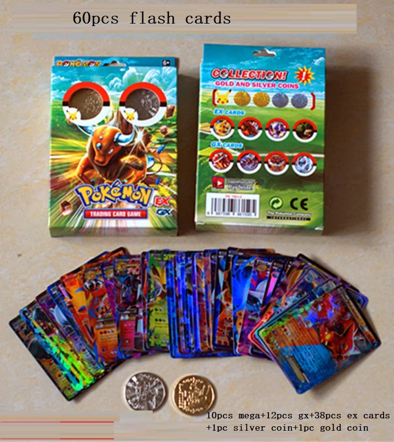 60 sheets sets English Pocket Monster POKEMON EX GX Flash Card Gold and Silver Commemorative Coin English Card
60 sheets sets English Pocket Monster POKEMON EX GX Flash Card Gold and Silver Commemorative Coin English Card