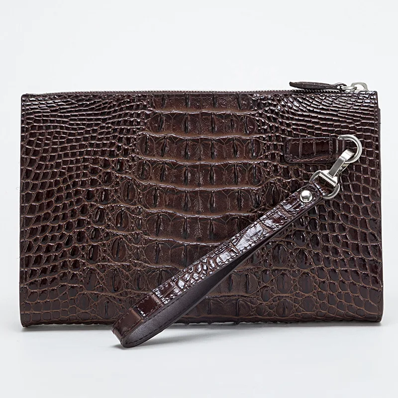 

Crocodile pattern men's briefcase High-quality real cowhide envelope clutch bag Large capacity men's bag