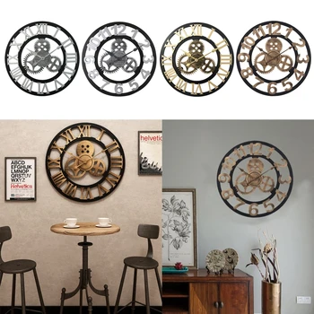

1 Pc 40/50cm Vintage Silent Wall Clock Arabic Roman Numeral Pendulum Clocks for Living Room Bedroom Kitchen Office Home Decor