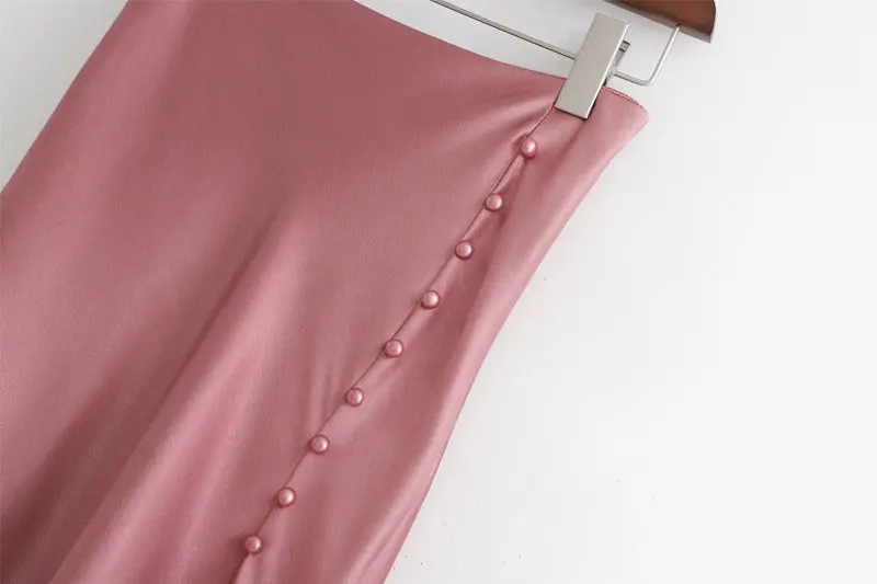 French Solid Color Sheath Slit Buckle Satin Skirt Summer High-waisted Slimming Sense of Design Mid-length A- line Skirt
French Solid Color Sheath Slit Buckle Satin Skirt Summer High-waisted Slimming Sense of Design Mid-length A- line Skirt
