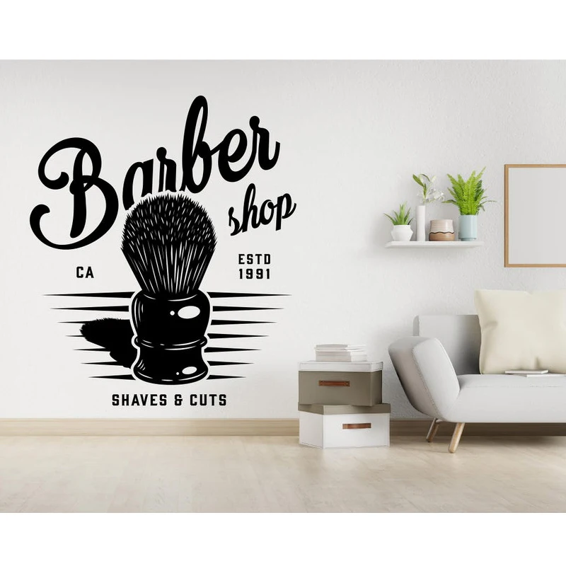 Barbershop Wall Decal Shop Design Barber Vinyl Sticker Shave Scissors Haircut Decor Barber Wall Art Murals E323
Barbershop Wall Decal Shop Design Barber Vinyl Sticker Shave Scissors Haircut Decor Barber Wall Art Murals E323