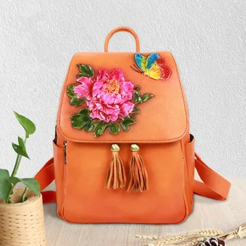 Johnature Retro 2020 New Genuine Leather Backpack Women Bag Handmade Embossed First Layer Cowhide Leisure Travel Backpacks 
Johnature Retro 2020 New Genuine Leather Backpack Women Bag Handmade Embossed First Layer Cowhide Leisure Travel Backpacks