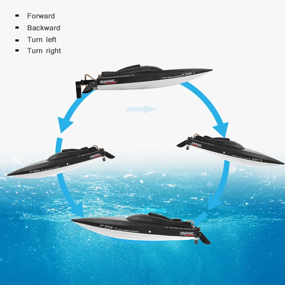 Feilun FT011 2.4G 55kmh High Speed RC Boat Racing Boat with Water Cooling Flipped Self-righting Function Ship Speedboat Toys (4)