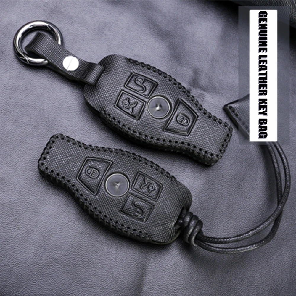 Genuine Leather Car Key Case Cover Keychain For Mercedes Benz W203 W210 W211 AMG W204 Remote Holder Accessories | Автомобили и