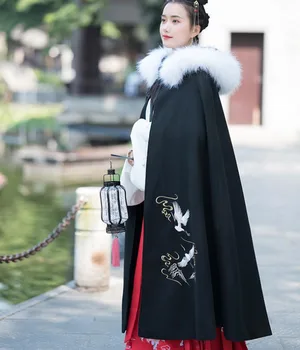 Women Hanfu Cape Chinese Ancient Traditional Winter Thick Black Ivory Velvet Hooded Cape Cloak Women Christmas Costume For Lady
Women Hanfu Cape Chinese Ancient Traditional Winter Thick Black Ivory Velvet Hooded Cape Cloak Women Christmas Costume For Lady