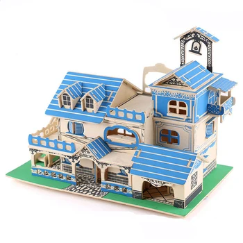 Simulation Cabin in the Woods Building Model 3d Three-dimensional Wooden model Toys for Children Diy Handmade new