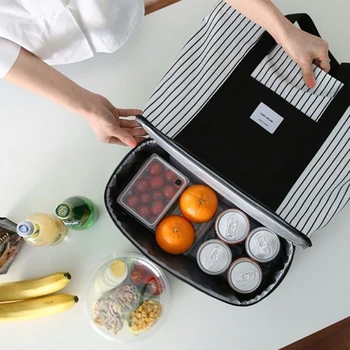 Portable Pouch Handbag Cooler Single Shoulder Tote Food Dual Compartment Thermal Insulated Picnic Box Lunch Bag Fashion Striped
Portable Pouch Handbag Cooler Single Shoulder Tote Food Dual Compartment Thermal Insulated Picnic Box Lunch Bag Fashion Striped