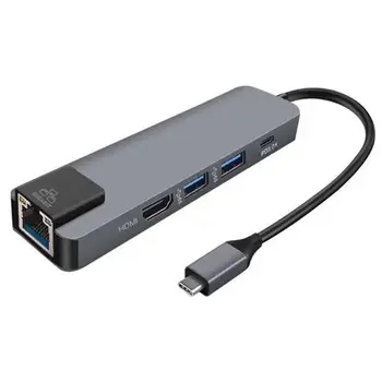 5 in 1 USB Type C Hub Hd-mi 4K USB-C Hub to Gigabit Ethernet Rj45 Lan Adapter
5 in 1 USB Type C Hub Hd-mi 4K USB-C Hub to Gigabit Ethernet Rj45 Lan Adapter